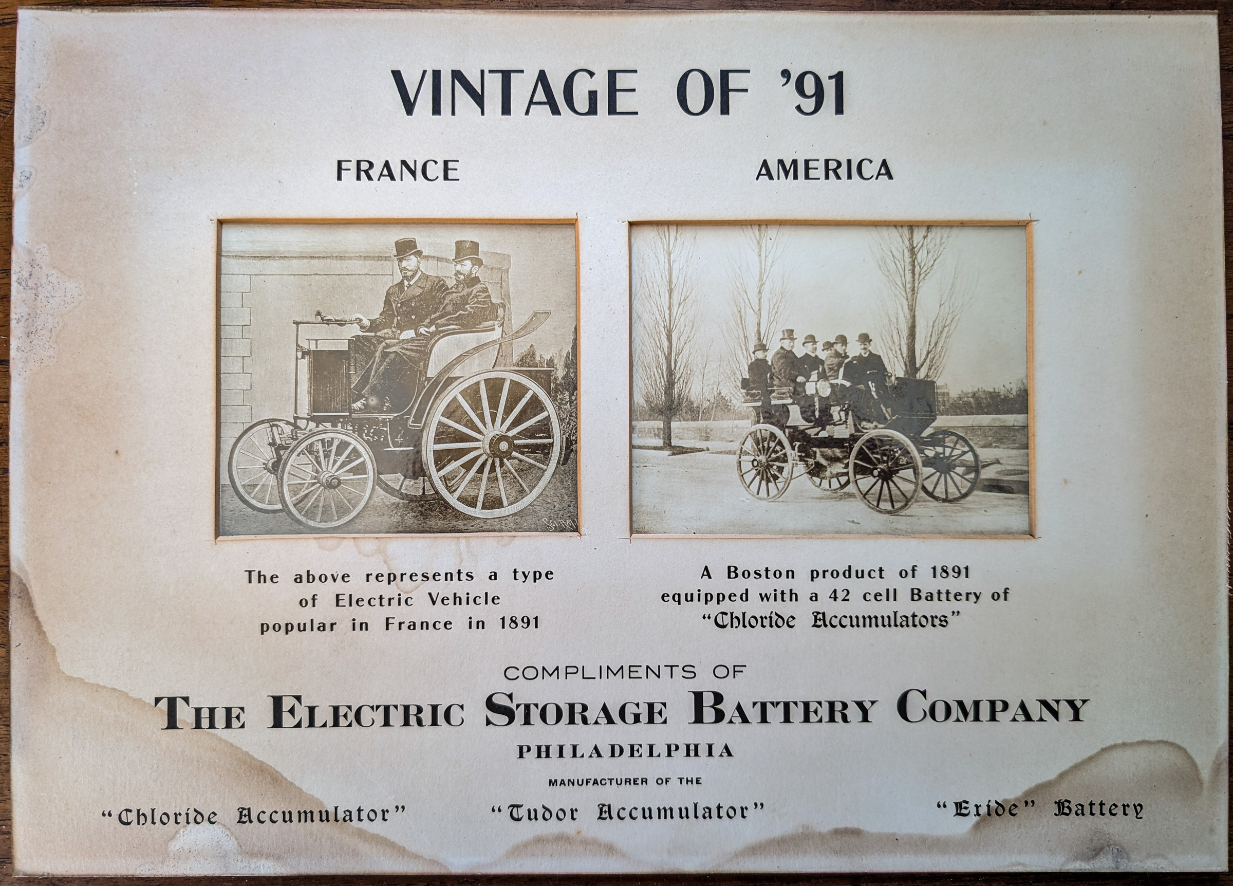 Marketing material for the Electric Storage Battery Company